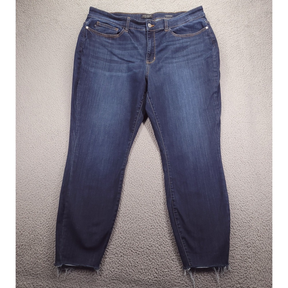 Judy Blue Jeans Women 22W Dark Skinny High Rise Raw Hem Stretch‎ JB82201DK-CO-PL